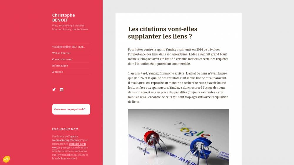 Les citations vont-elles supplanter les liens ? sur ChristopheBenoit.com