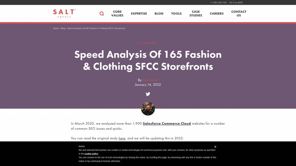 Analyse PageSpeed de sites de vêtements sur Salt.agency