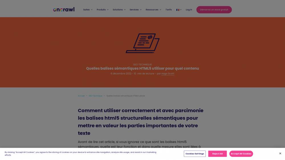 Le HTML sémantique sur Fr.oncrawl.com