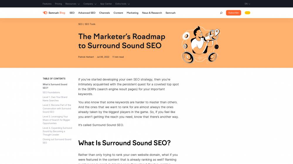 SEO en son surround sur Semrush.com