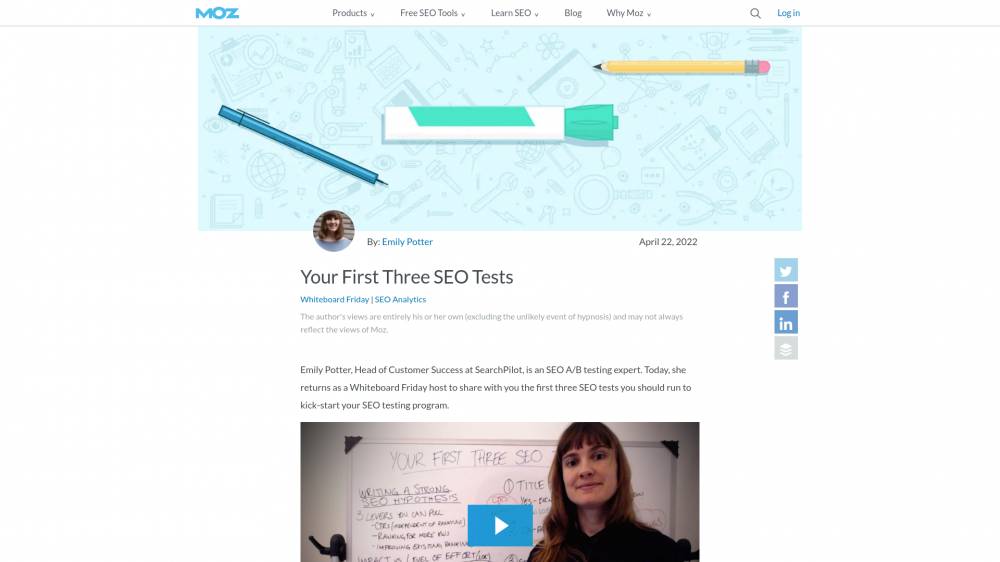 Vos trois premiers tests SEO sur Moz.com