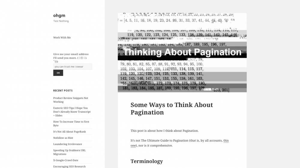 Réflexions sur la pagination sur Ohgm.co.uk