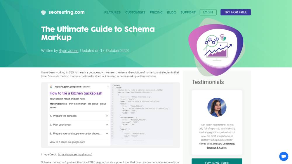 Schema Markup sur Seotesting.com