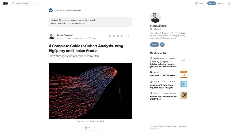 Analyse de cohorte avec BigQuery et LookerStudio sur TowardsDataScience.com