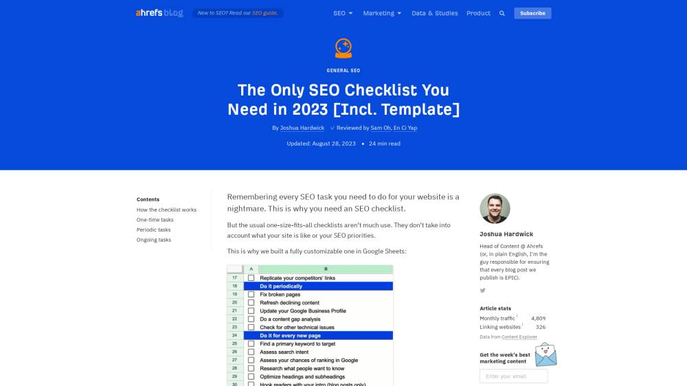 SEO CheckList pour 2023 sur Ahrefs.com