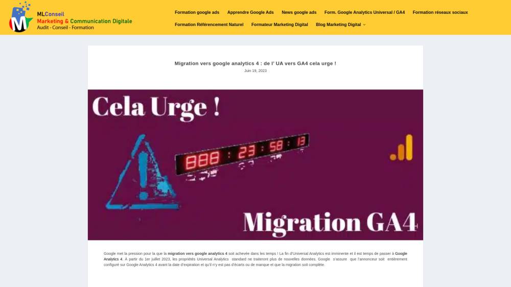 Migration vers GA4 sur MauriceLargeron.com