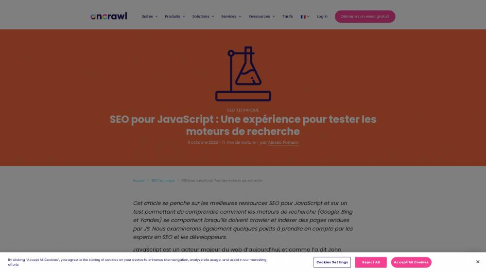 Expérience sur l'indexation du Javascript sur Fr.oncrawl.com