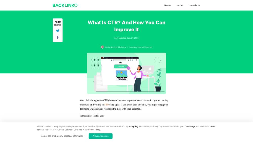 Le CTR sur Backlinko.com