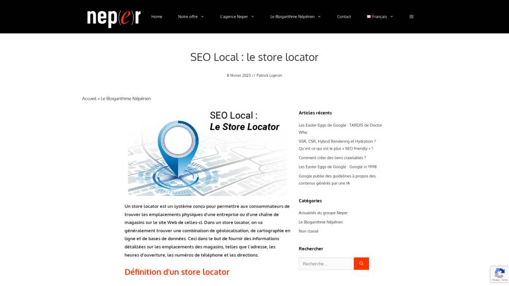 SEO local: Store Locator sur Neper.fr