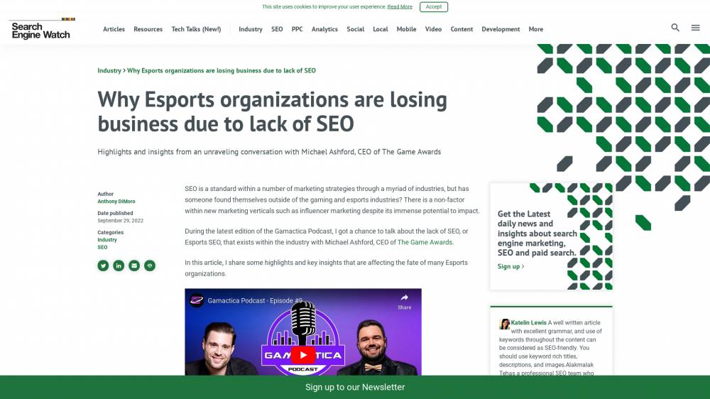 L'e-sport et le SEO sur SearchEngineWatch.com