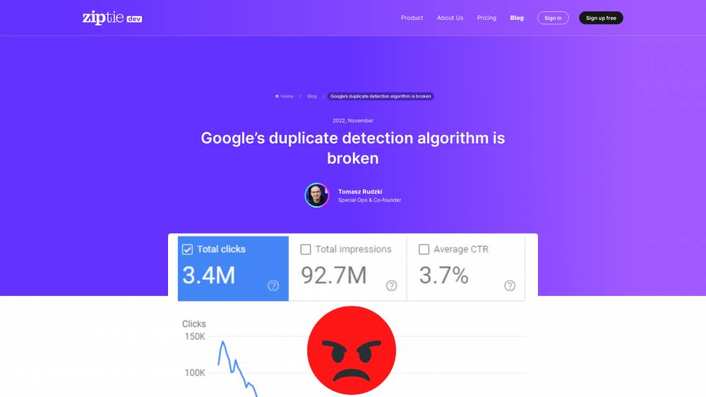 Bug dans l'algo de détection de duplicate ? sur Ziptie.dev