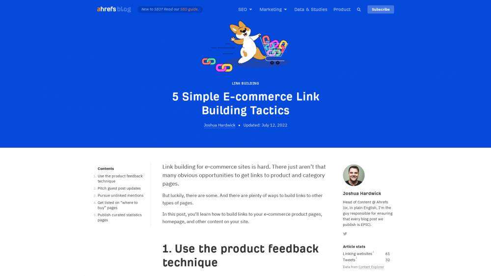 Le linkbuilding pour les e-commerçants sur Ahrefs.com