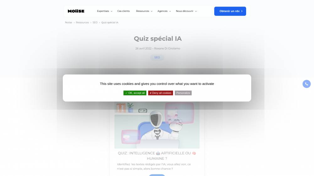 Quiz spécial IA sur Noiise.com