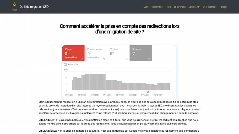 Accélérer une migration d'URLs dans l'index de Google sur Swan.tools