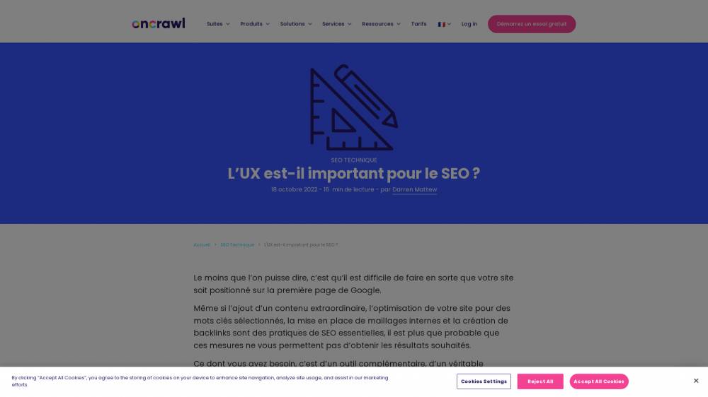 L'expérience utilisateur (UX) et le SEO sur Fr.oncrawl.com