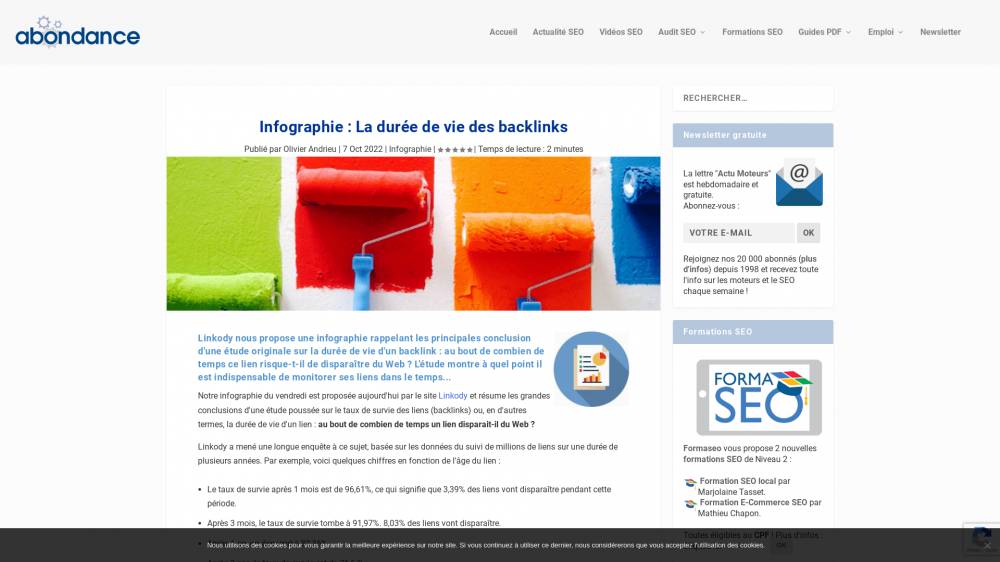 Durée de vie des backlinks sur Abondance.com