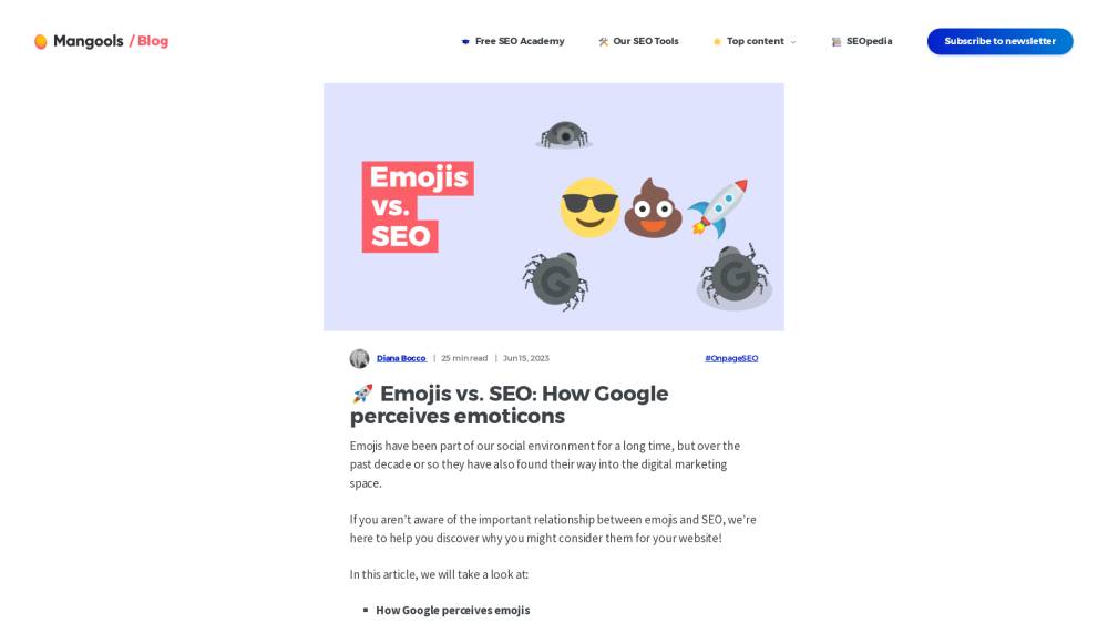 Les emojis dans le Search sur Mangools.com